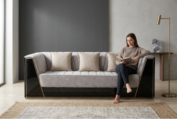 Canapé 3 places Canapés Luxueux Tissu Grand Canapés Rembourrage Designer Meubles trois places