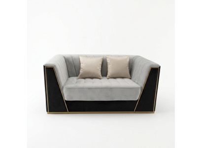 Canapé de luxe 2 places Design de meubles Tissu velours en textile noir Canapés Canapés