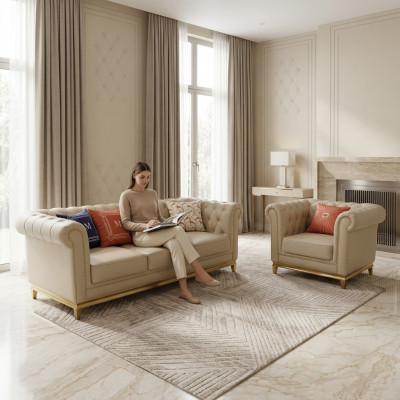 Classique Luxe Chesterfield 3+2+1 Ensemble de canapés Rembourrage Canapés Canapés neufs