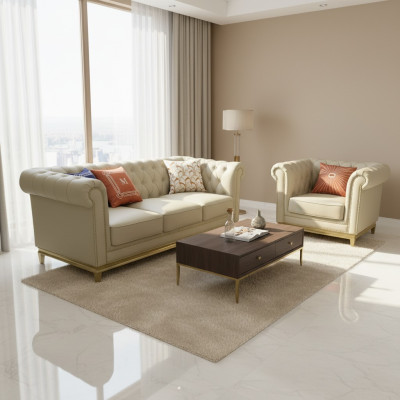 Classique Luxe Chesterfield 3+2+1 Ensemble de canapés Rembourrage Canapés Canapés neufs