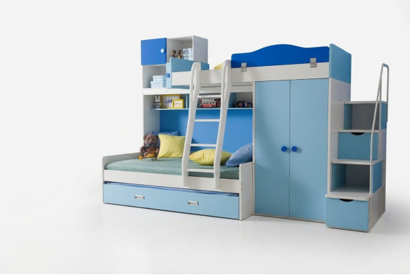 Lits Lit mezzanine Bois massif Chambre d'enfants et de jeunes Lit double superposé Lit superposé