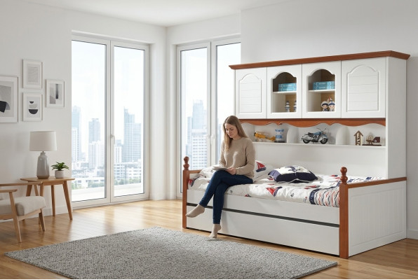 Chambre d'enfants pour enfants Lit Lit en bois Chambre à coucher Salon de campagne Mobilier neuf