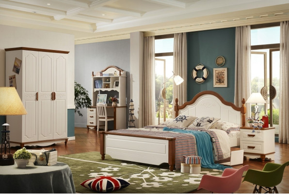 Ensemble complet Lit Table de chevet Armoire Mobilier de chambre Designer neuf 5 pièces