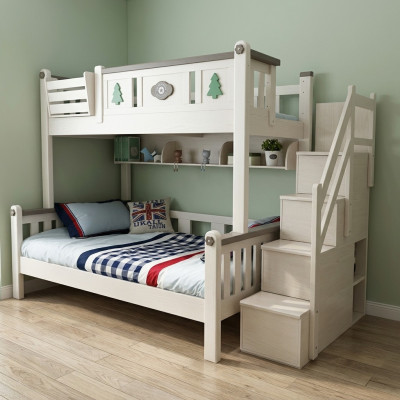 Lits superposés modernes pour enfants garçon fille échelle armoire haute lit en bois
