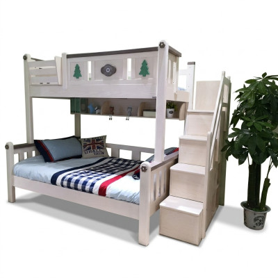 Lits superposés modernes pour enfants garçon fille échelle armoire haute lit en bois