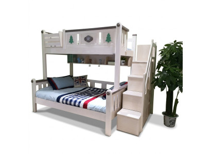 Lits superposés modernes pour enfants garçon fille échelle armoire haute lit en bois