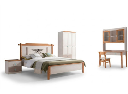 Suite Ensemble Lit Table de chevet Commode Design Chambre à coucher 5 pièces Complet et neuf