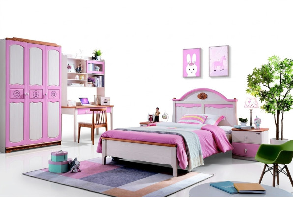 Armoire Moderne Commode Table Bois 5 pièces. Ensemble chambre jeunesse enfants
