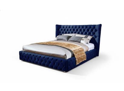 Lits Chesterfield Desi180x200gn Lit double Mobilier Tissu Bleu Nouveau Lit