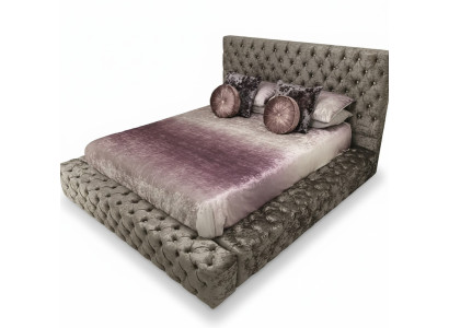 Lit double Chesterfield 180x200 en tissu rembourré Cadre de lit de luxe Design
