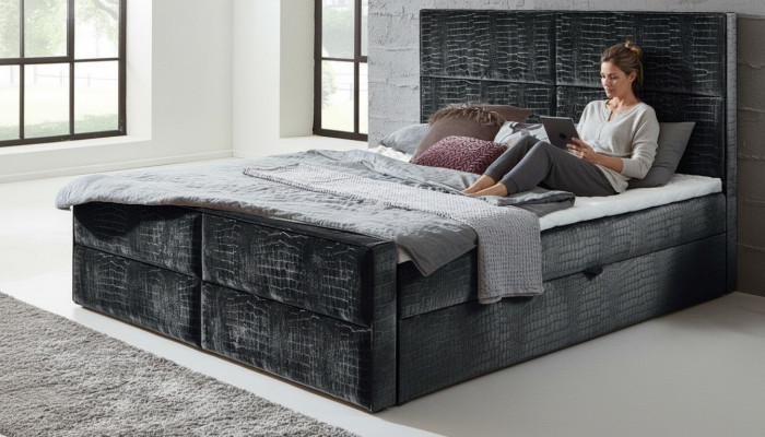 Boxspring Bed Leather Bed 200x200cm Hôtel Lit Double de Luxe Lits Modernes Neufs