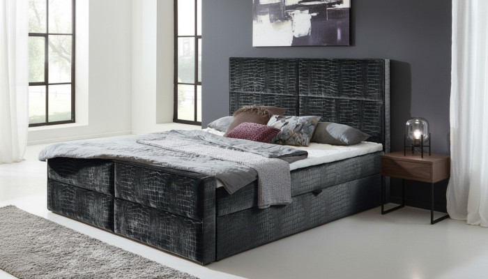 Boxspring Bed Leather Bed 200x200cm Hôtel Lit Double de Luxe Lits Modernes Neufs