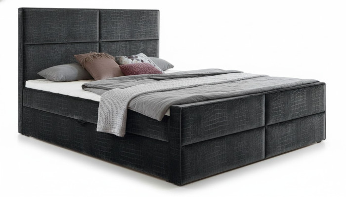 Boxspring Bed Leather Bed 200x200cm Hôtel Lit Double de Luxe Lits Modernes Neufs
