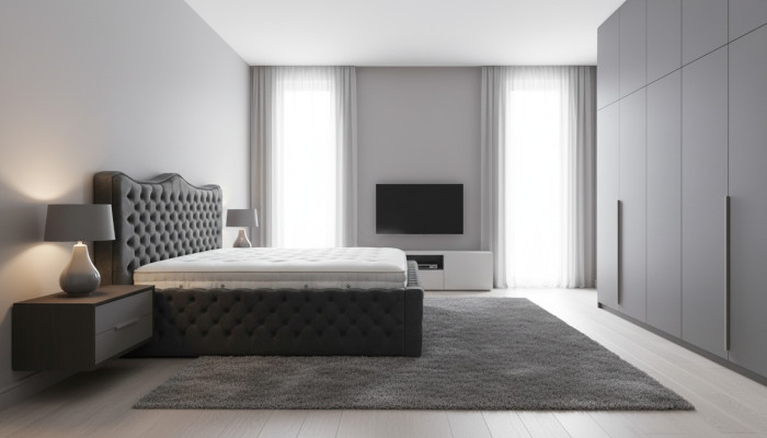 Conception de luxe double chambre d'hôtel complet boxspring lits lit rembourrage