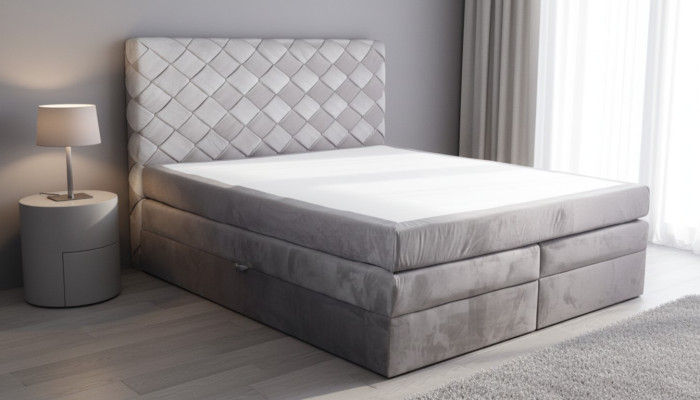 Lit boxspring en cuir 180x200 cm - Lit double d'hôtel - Lits de luxe modernes et neufs
