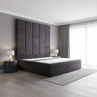 Lit double Rembourré Lit Marron 180x200 Lits Mobilier de luxe Design Panneau mural nouveau