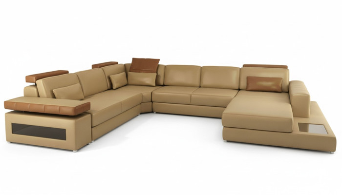 Canapé en forme de U Mobilier Suite de luxe Canapé Canapé en cuir de designer de luxe Paysage vivant