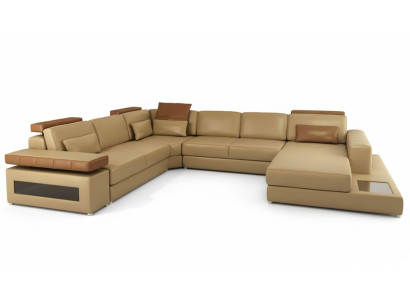 Canapé en forme de U Mobilier Suite de luxe Canapé Canapé en cuir de designer de luxe Paysage vivant