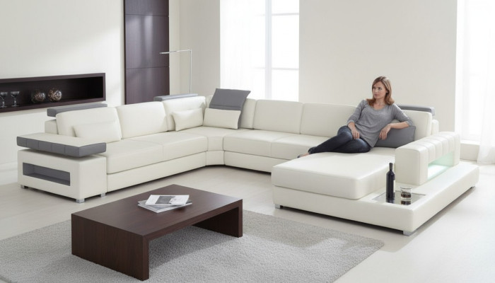 Designer Living Landschaft Sofa Couch Ecksofa Polsterung Wohnlandschaft U-Form