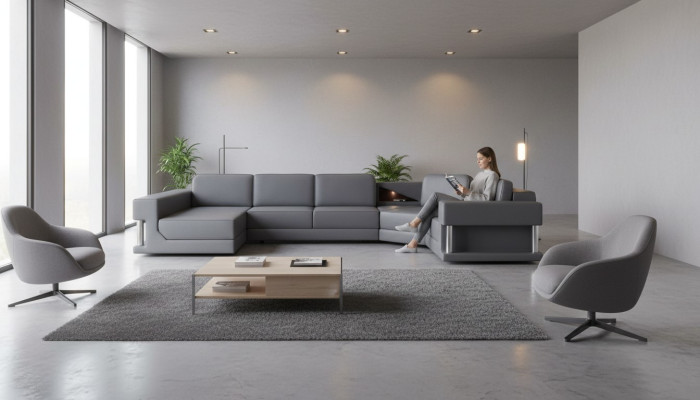 Paysage vivant Canapé d'angle U-shape Canapé Couches Rembourrage Coin Canapé en cuir Canapés Meubles neufs
