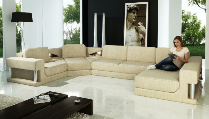 Canapé d'angle Fonction Lit Design Moderne Canapé Tissu U-Shape Canapé Paysage de Vie