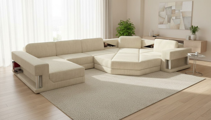 Canapé d'angle design en tissu Sofas modernes en forme de U Paysage de vie Coin rembourré Mobilier neuf