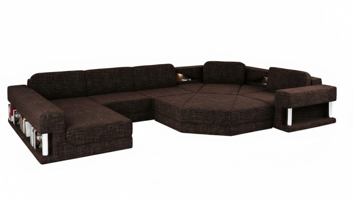 Canapé d'angle design en forme de U Fonction lit Tissu Canapés Canapé-lit en cuir Tissu neuf