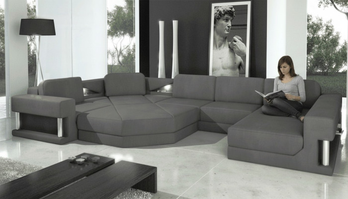 Design Canapé Tissu Rembourrage Moderne Fonction de lit D'angle Canapé en forme de U Canapé Tissu