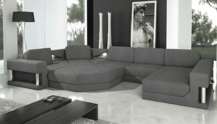 Design Canapé Tissu Rembourrage Moderne Fonction de lit D'angle Canapé en forme de U Canapé Tissu