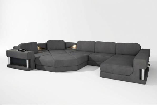 Design Canapé Tissu Rembourrage Moderne Fonction de lit D'angle Canapé en forme de U Canapé Tissu
