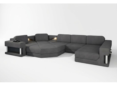 Design Canapé Tissu Rembourrage Moderne Fonction de lit D'angle Canapé en forme de U Canapé Tissu