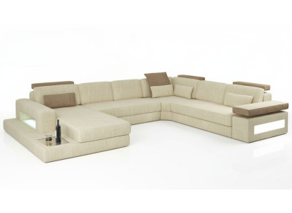 Forme en U Fonction lit Canapé Design Rembourrage Textile Coin Paysage vivant Canapé d'angle Tissu