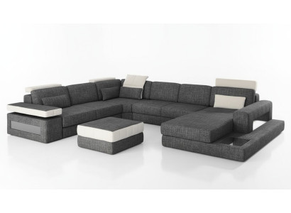 Canapé d'angle Design Tissu Rembourrage Nouveau Paysage de vie en forme de U Fonction lit Tissu