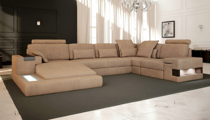 U-forme Canapés rembourrés Design textile Paysage de vie illuminé Canapé d'angle Canapé Sofa
