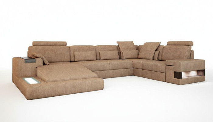 U-forme Canapés rembourrés Design textile Paysage de vie illuminé Canapé d'angle Canapé Sofa