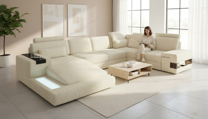 Canapé d'angle Coin Rembourrage Paysage vivant Canapé Sofa Coins en U Nouveaux meubles