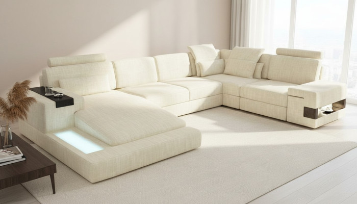 Canapé d'angle Coin Rembourrage Paysage vivant Canapé Sofa Coins en U Nouveaux meubles