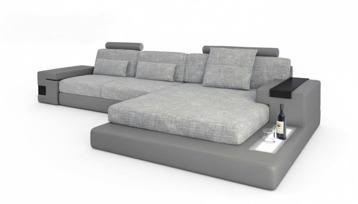 Canapé d'angle design en cuir en forme de L, style moderne, canapé rembourré pour salon, neuf