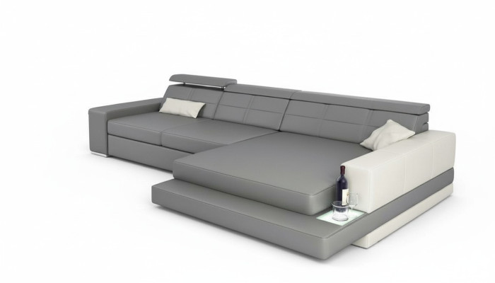 Canapé d'angle XXL en cuir Canapé d'angle canapé en cuir Canapé design moderne en forme de L