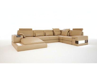 Conception rembourrage lit moderne en cuir fonction nouveau tissu canapé d'angle en forme de U canapé