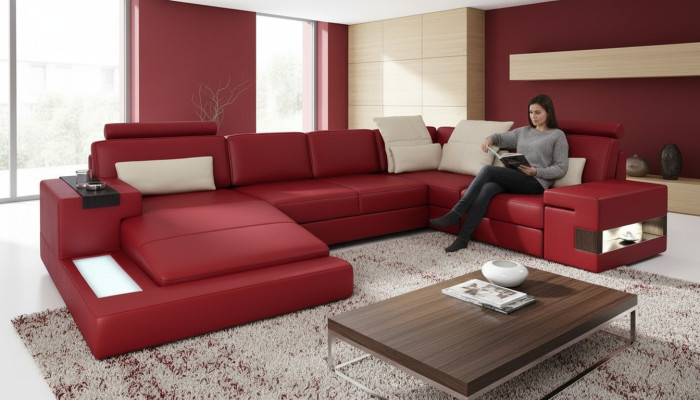 Paysage vivant Canapé d'angle en U Canapé Coussin de siège Canapé Rembourrage de canapé Canapé moderne Nouveau sofa