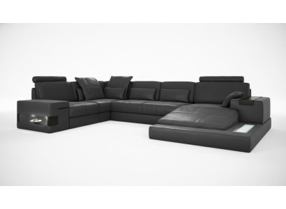 Canapé d'angle en forme de U Design Tissu rembourré neuf Paysage de vie Fonction lit Tissu