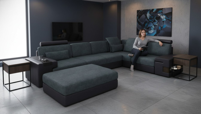 Ensemble de sièges en forme de L avec coussins de siège nouveau canapé d'angle en bois Mobilier rembourré paysage vivant