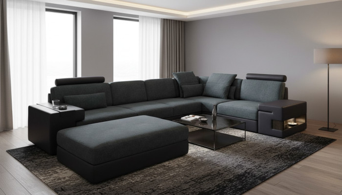 Ensemble de sièges en forme de L avec coussins de siège nouveau canapé d'angle en bois Mobilier rembourré paysage vivant