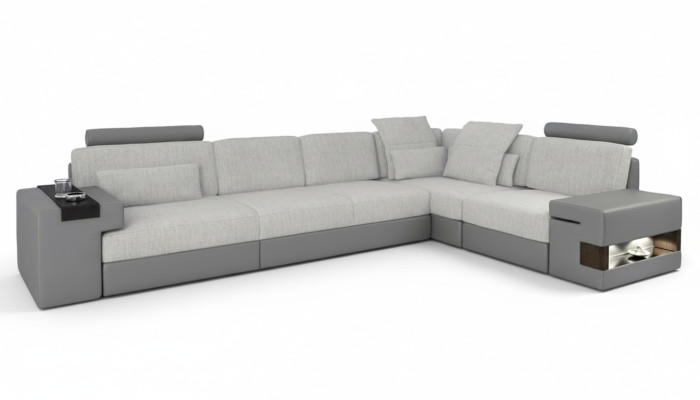 Canapé design moderne Canapés en L en cuir d'angle gris nouveau sofa salon