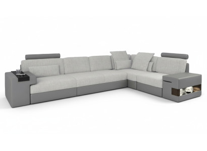 Canapé design moderne Canapés en L en cuir d'angle gris nouveau sofa salon