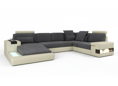 Sofa de designer de salon Rembourrage en cuir Tissu Siège Canapé d'angle moderne en forme de U