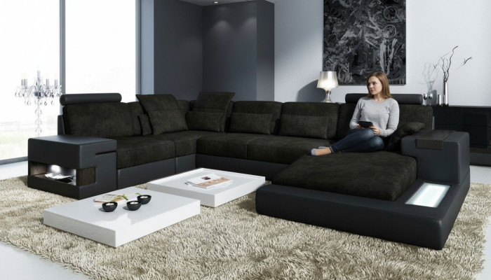 Canapé design Canapés d'angle en forme de U Tissu de canapé moderne Mobilier de salon Canapé d'angle Textile sofa