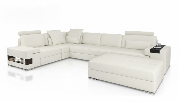 Canapé design sofa canapé d'angle avec tabouret ensemble paysage vivant en forme de L