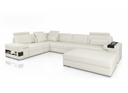 Canapé design sofa canapé d'angle avec tabouret ensemble paysage vivant en forme de L